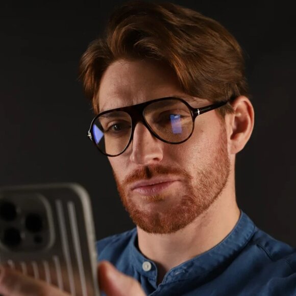 Tom Ford Women Eyeglasses Shiny Black Blue Block Pilot FT5012-B/V 001 BRAND NEW - Picture 11 of 12